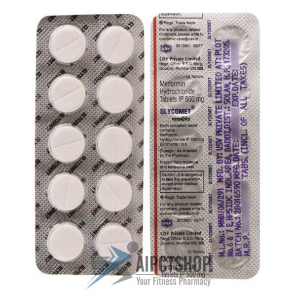 GLYCOMET (Glucophage)500mg 10 tabs