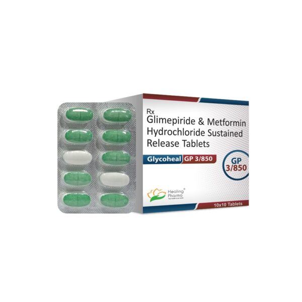 Glimepiride 3mg + Metformin 850mg Double Layer (Glycoheal GP 3/850) - 10 Tablets